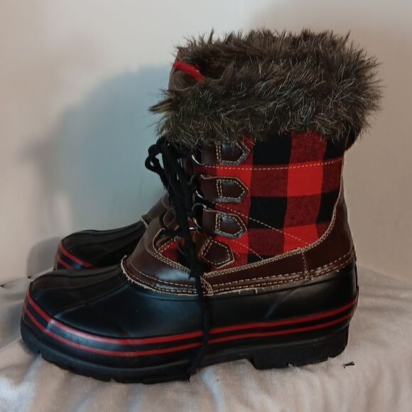 Natural Reflections Plaid Faux Fur Women's Winter Boots - Picture 1 of 6